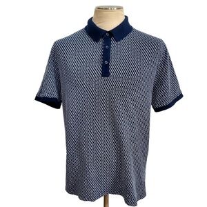 Express Polo Shirt Blue White Stripes   Size Large